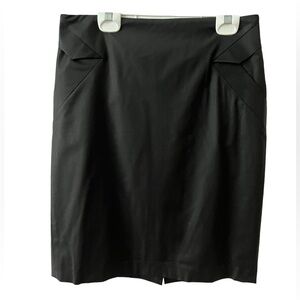 Club Monaco Black Wool Midi skirt Quiet luxury neutral office wear Style00300747